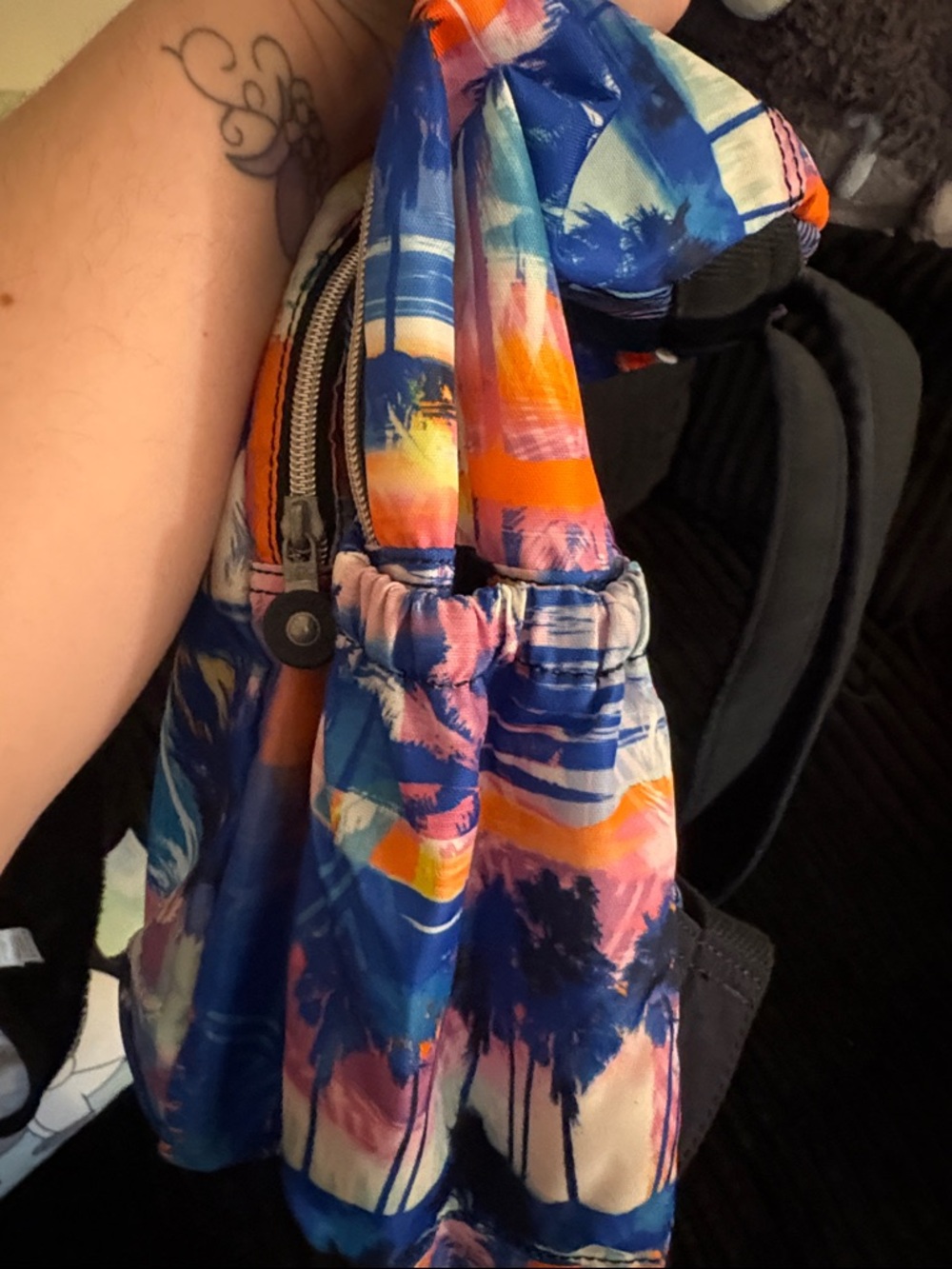 Kipling Blue & Pink Palm-Print Backpack - Picture 6 of 7